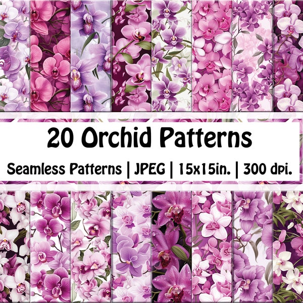 Orchid SEAMLESS Patterns | Tropical Flower digital paper | Exotic Bloom Prints Seamless Pattern | Printable | Instant Download |