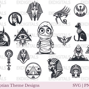 Egyptian Bundle | Logo Vinyl Stencil | Pharaoh Clipart Print | Cricut Cutting files, Silhouette Cameo | Svg, Png, JPEG