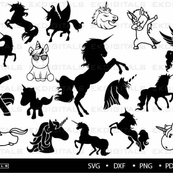 Mythical Unicorn Bundle | Vinyl Logo Decal Stencil | Clipart Printable, Cutting files Cricut, Silhouette Cameo | Svg, Png, Dxf, Eps, Pdf