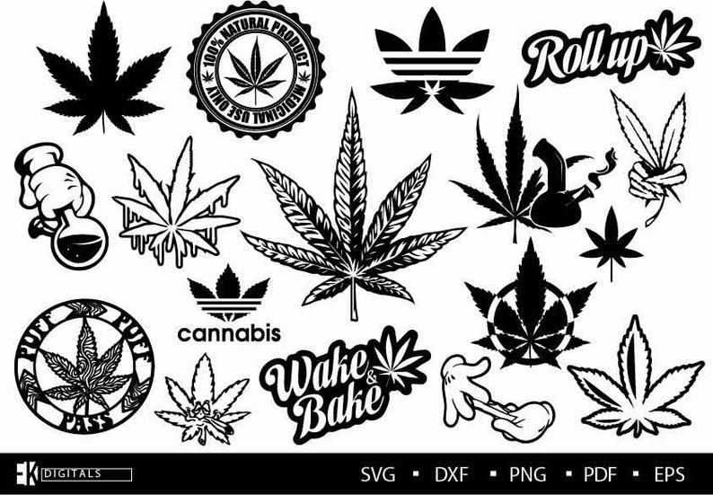 Cannabis Bundle | Logo Vinyl Stencil | Weed Clipart Print | Cricut Cutting files, Silhouette Cameo | Svg, Png, Dxf, Eps, Pdf 