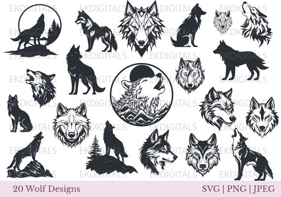 Wolf SVG Clipart Wildlife Silhouette Vector Animal Outline - Etsy Canada