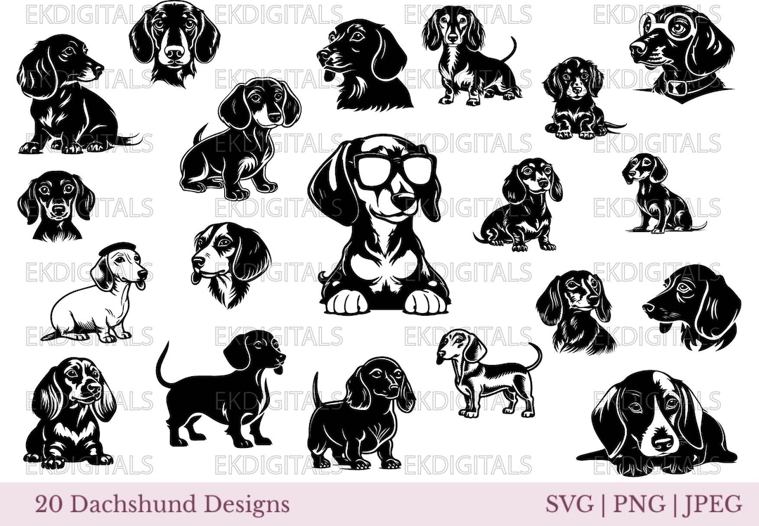 Dachshund Bundle Logo Vinyl Stencil Frenchie Clipart Print Cricut