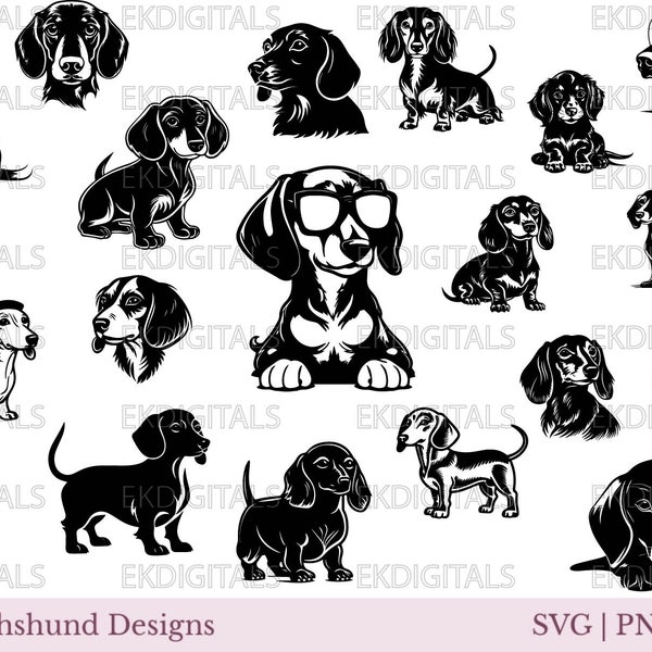 Dachshund Bundle | Logo Vinyl Stencil | Frenchie Clipart Print | Cricut Cutting files, Silhouette Cameo | Svg, Png, JPEG