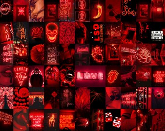 Neon Red Collage Etsy