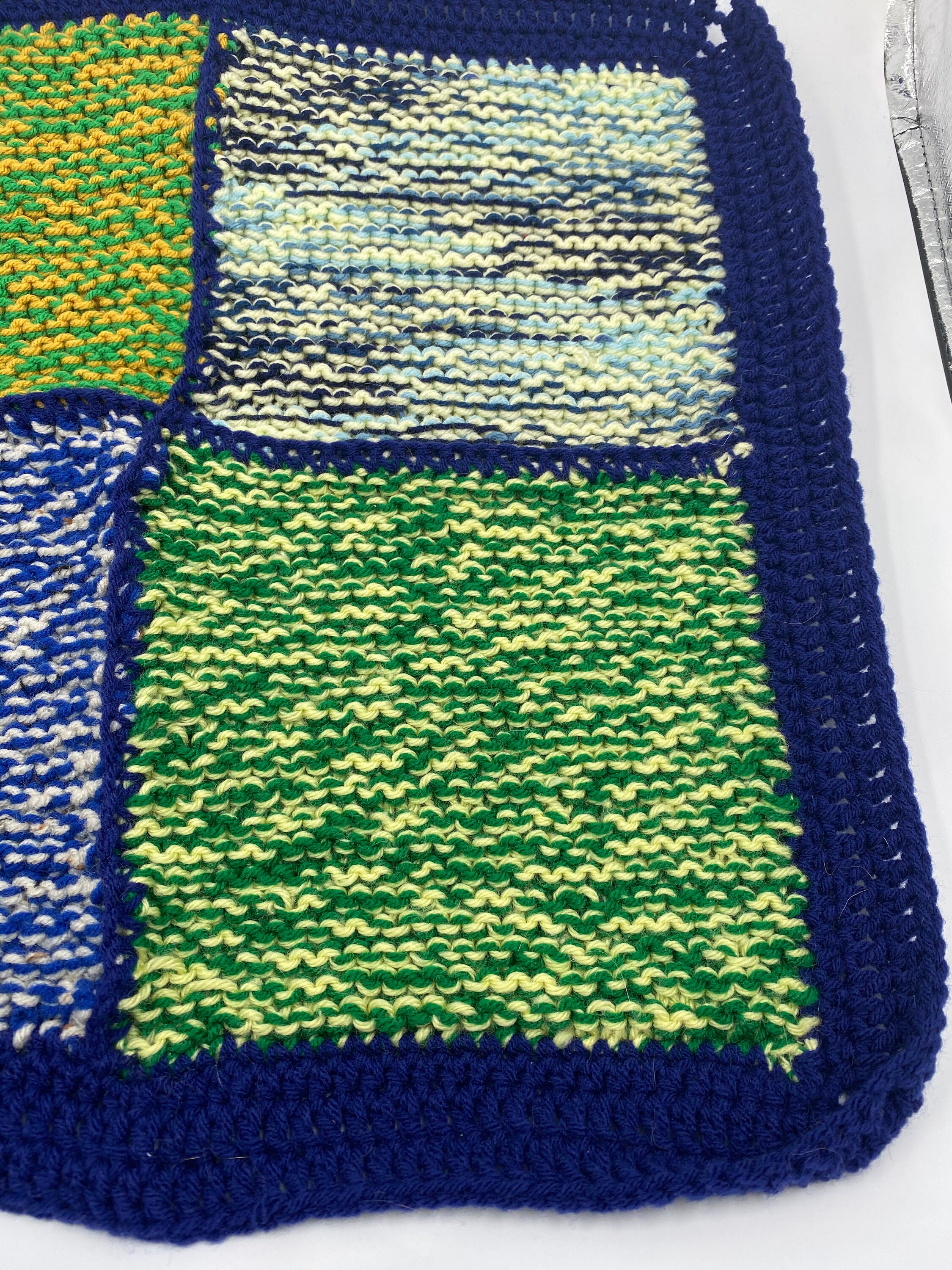 Blue and Green Multicolor Knit Crochet Baby Blanket Etsy