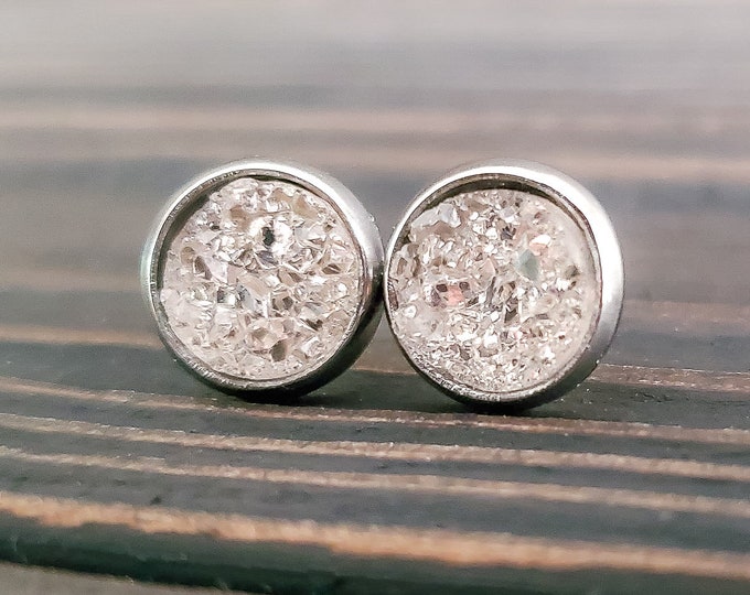 Small Champagne Druzy Earrings (8mm)