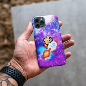 Pixel Dogecoin Phone Case | Shiba Inu Dog Case | To The Moon Crypto Galaxy Case | iPhone Case 12, 12 Mini, 12 Pro, Pro Max, X, Xr, Xs Max