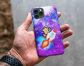 Pixel Dogecoin Phone Case | Shiba Inu Dog Case | To The Moon Crypto Galaxy Case | iPhone Case 12, 12 Mini, 12 Pro, Pro Max, X, Xr, Xs Max