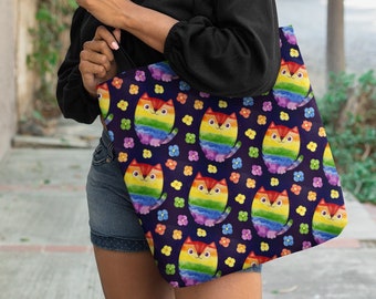 Pride Tote Bag | Gay Pride Tote Bag | Rainbow LGBTQ Canvas Bag | Durable Eco Market AOP Shoulder Bag | Reusable Grocery Bag