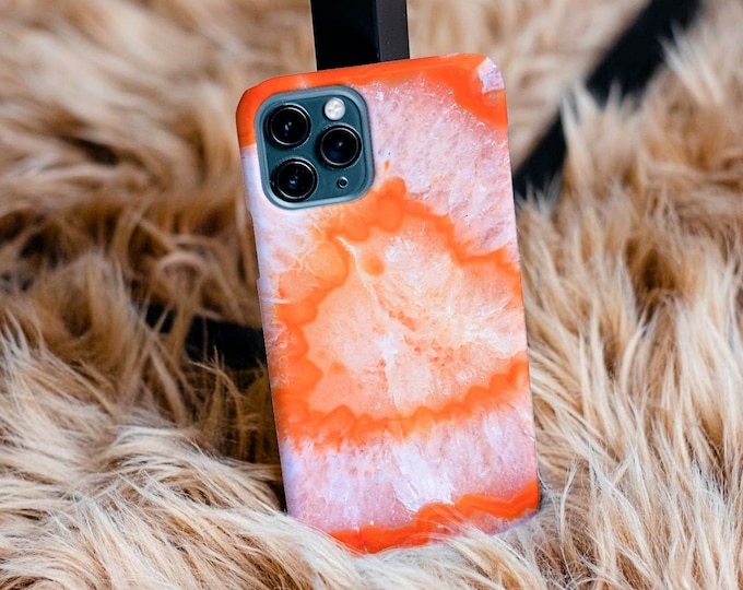 Orange Geode Crystal Case | Marble Phone Case | iPhone Case 12, 12 Mini, 12 Pro, Pro Max, X, Xr, Xs Max, Xs, 8, 8 Plus | Samsung Galaxy Case