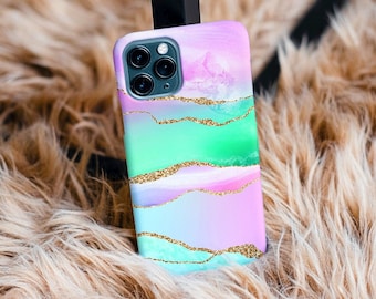 Rainbow Gemstone Phone Case | Marble Geode Slice Crystal Phone Case | iPhone Case 12, 12 Mini, 12 Pro, Pro Max, X, Xr, Xs Max, Xs, 8