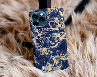 Gold & Blue Marble Phone Case | Gemstone Crystal Case | iPhone Case 12, 12 Mini, 12 Pro, Pro Max, X, Xr, Xs Max, Xs | Samsung Galaxy Case