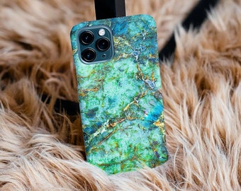 Marble Rainbow Phone Case | Blue Green Geode Crystal Case | iPhone Case 12, 12 Mini, 12 Pro, Pro Max, X, Xr, Xs Max, Xs | Galaxy Case