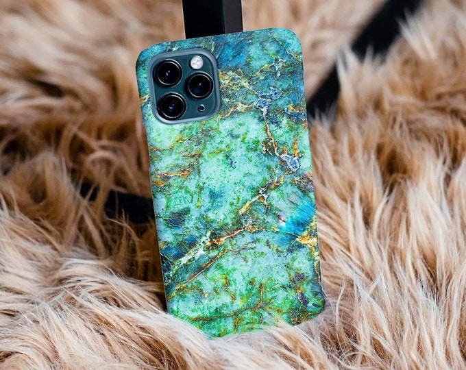 Marble Rainbow Phone Case | Blue Green Geode Crystal Case | iPhone Case 12, 12 Mini, 12 Pro, Pro Max, X, Xr, Xs Max, Xs | Galaxy Case