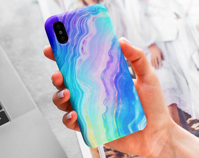 Purple Rainbow Crystal Case | Gemstone Marble Phone Case | Geode Slice Case | iPhone Case 12, 12 Mini, 12 Pro, Pro Max, X, Xr, Xs Max, Xs, 8
