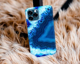 Blue Geode Crystal Case | Marble Phone Case | iPhone Case 12, 12 Mini, 12 Pro, Pro Max, X, Xr, Xs Max, Xs, 8, 8 Plus | Samsung Galaxy Case