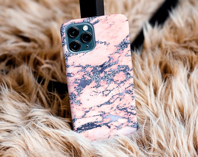 Pastel Pink Marble Phone Case | Pink Geode Crystal Case | iPhone Case 12, 12 Mini, 12 Pro, Pro Max, X, Xr, Xs Max, Xs | Samsung Galaxy Case
