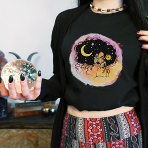 Mystical Woman Shirt | Witchy Woman Shirt | Celestial Moon Shirt | Boho Hippie T-Shirt | Witchy Aesthetic Tee | Plus Size Crystal Te