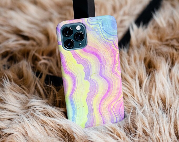 Pastel Rainbow Geode Crystal Case | Marble Phone Case | iPhone Case 12, 12 Mini, 12 Pro, Pro Max, X, Xr, Xs Max, Xs, 8 | Samsung Galaxy Case
