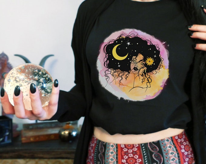 Mystical Woman Shirt | Witchy Woman Shirt | Celestial Moon Shirt | Boho Hippie T-Shirt | Witchy Aesthetic Tee | Plus Size Crystal Te