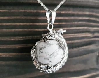 Mythical White Turquoise Dragon Necklace