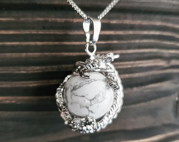 Mythical White Turquoise Dragon Necklace