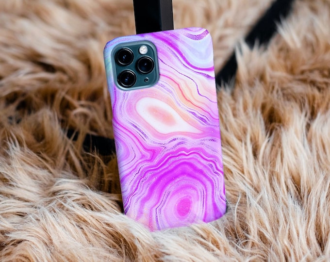 Phone Case: Pastel Purple Rainbow Geode Crystal Tough Case for iPhone, Samsung, Google - Protective Cover, Trendy Accessories, Gift for Her,