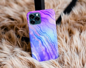 Purple Rainbow Geode Crystal Case | Marble Phone Case | iPhone Case 12, 12 Mini, 12 Pro, Pro Max, X, Xr, Xs Max, Xs, 8 | Galaxy Case