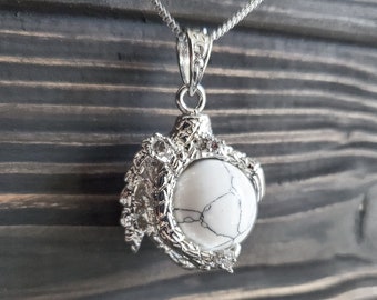Mythical White Turquoise Dragon Claw Necklace