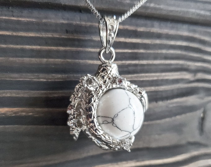 Mythical White Turquoise Dragon Claw Necklace