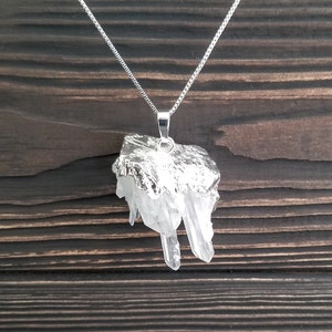 Raw Crystal Necklace | Electroformed Quartz Pendant Necklace | Gifts for Her | Bridesmaid Jewelry | Rough Stone Necklace