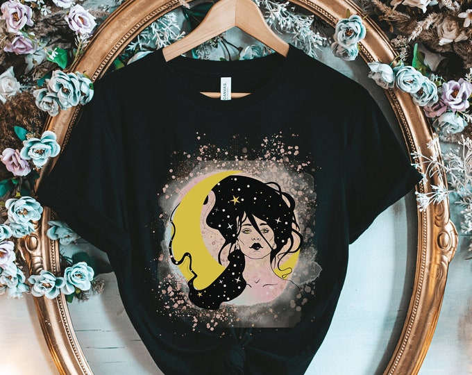 Mystical Woman Shirt | Witchy Woman Shirt | Celestial Moon Shirt | Boho Hippie T-Shirt | Witchy Aesthetic Tee | Plus Size Crystal Tee