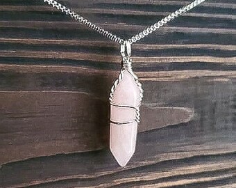 Raw Rose Quartz Point Necklace