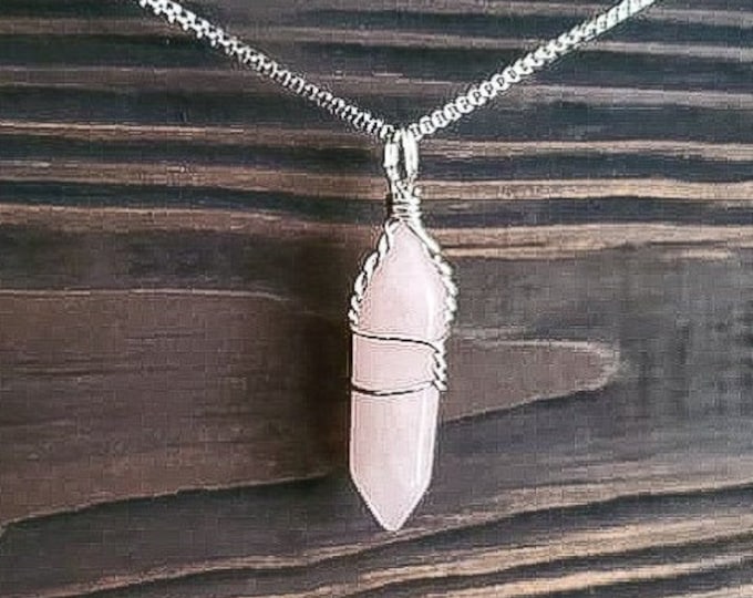 Raw Rose Quartz Point Necklace