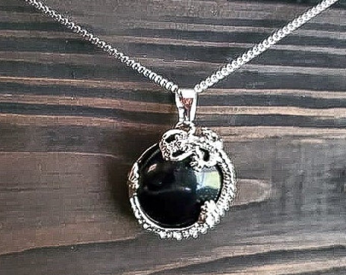 Mythical Black Agate Dragon Necklace