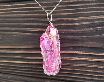 Pink Raw Crystal Necklace
