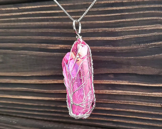 Pink Raw Crystal Necklace