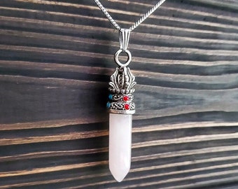 Rose Quartz Point Quartz Necklace