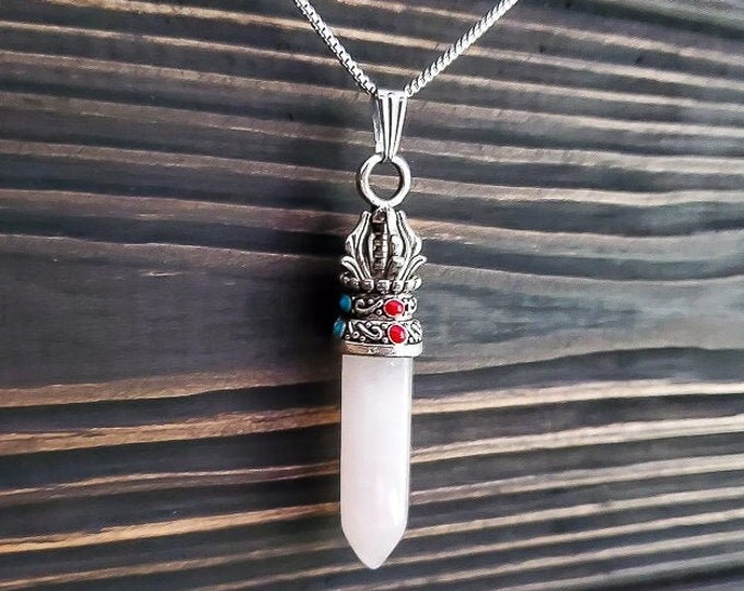 Rose Quartz Point Quartz Necklace