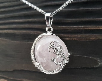 Mythical Rose Quartz Dragon Necklace