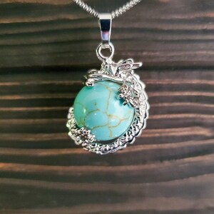 Mythical Light Blue Turquoise Dragon Necklace Hypoallergenic Turquoise ...