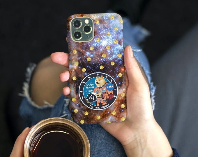 Dogecoin Phone Case | Shiba Inu Dog Case | To The Moon Crypto Galaxy Case | iPhone Case 12, 12 Mini, 12 Pro, Pro Max, X, Xr, Xs Max, Xs