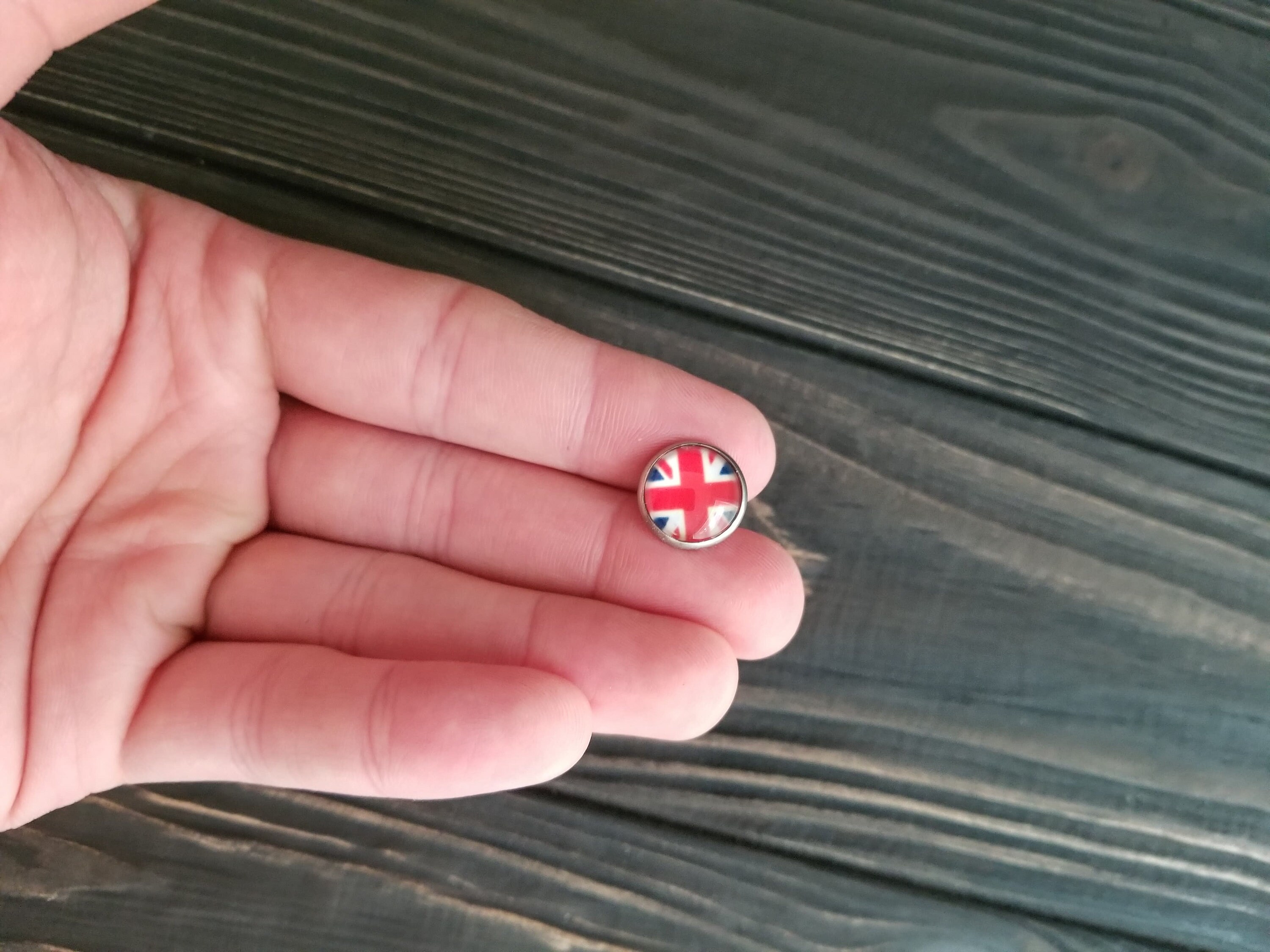 Hypoallergenic Union Jack Earrings (12mm) British Flag Earrings