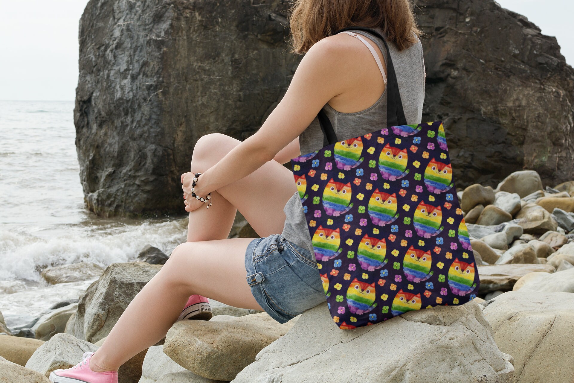 Celebrate Pride Rainbow Natural Tote Bag – Aesthetics Boutique