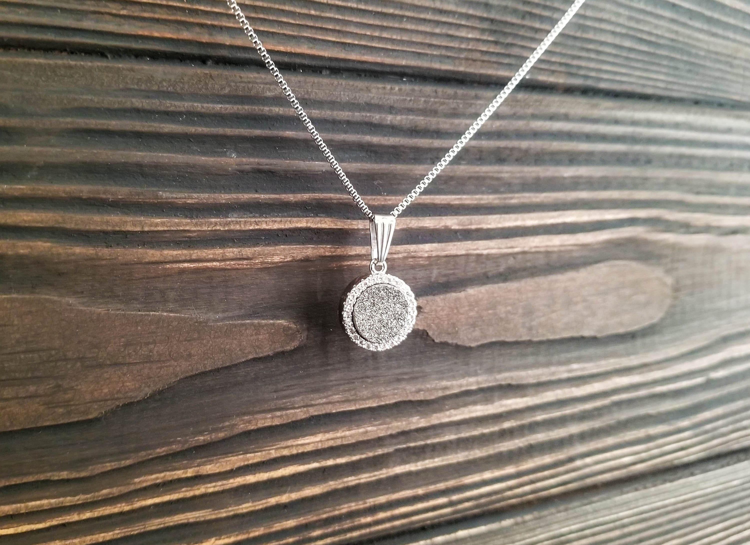 Crushed Silver Titanium Druzy Necklace | Layering Crystal Necklace ...