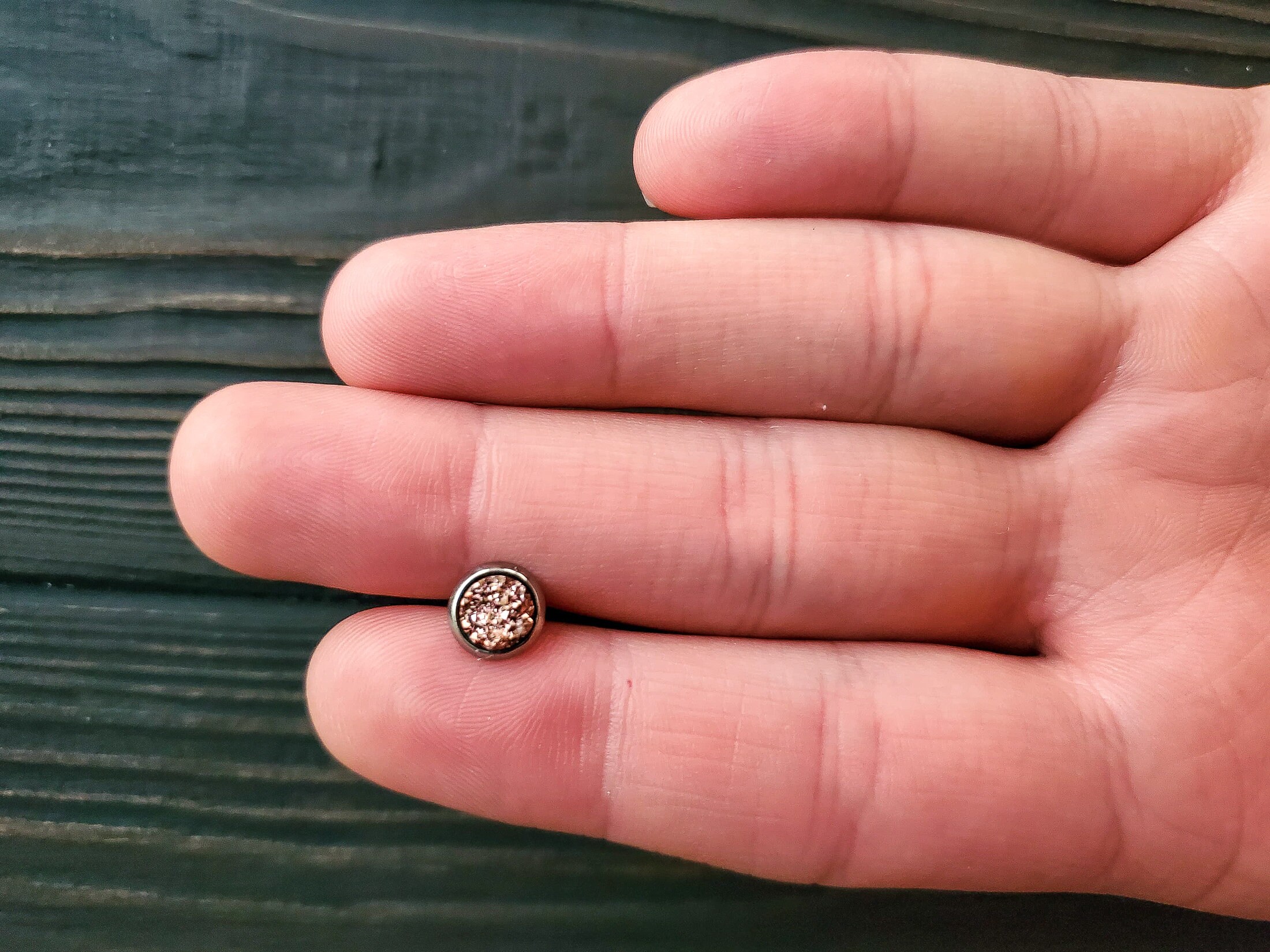 Tiny Rose Gold Druzy Earrings (6mm)