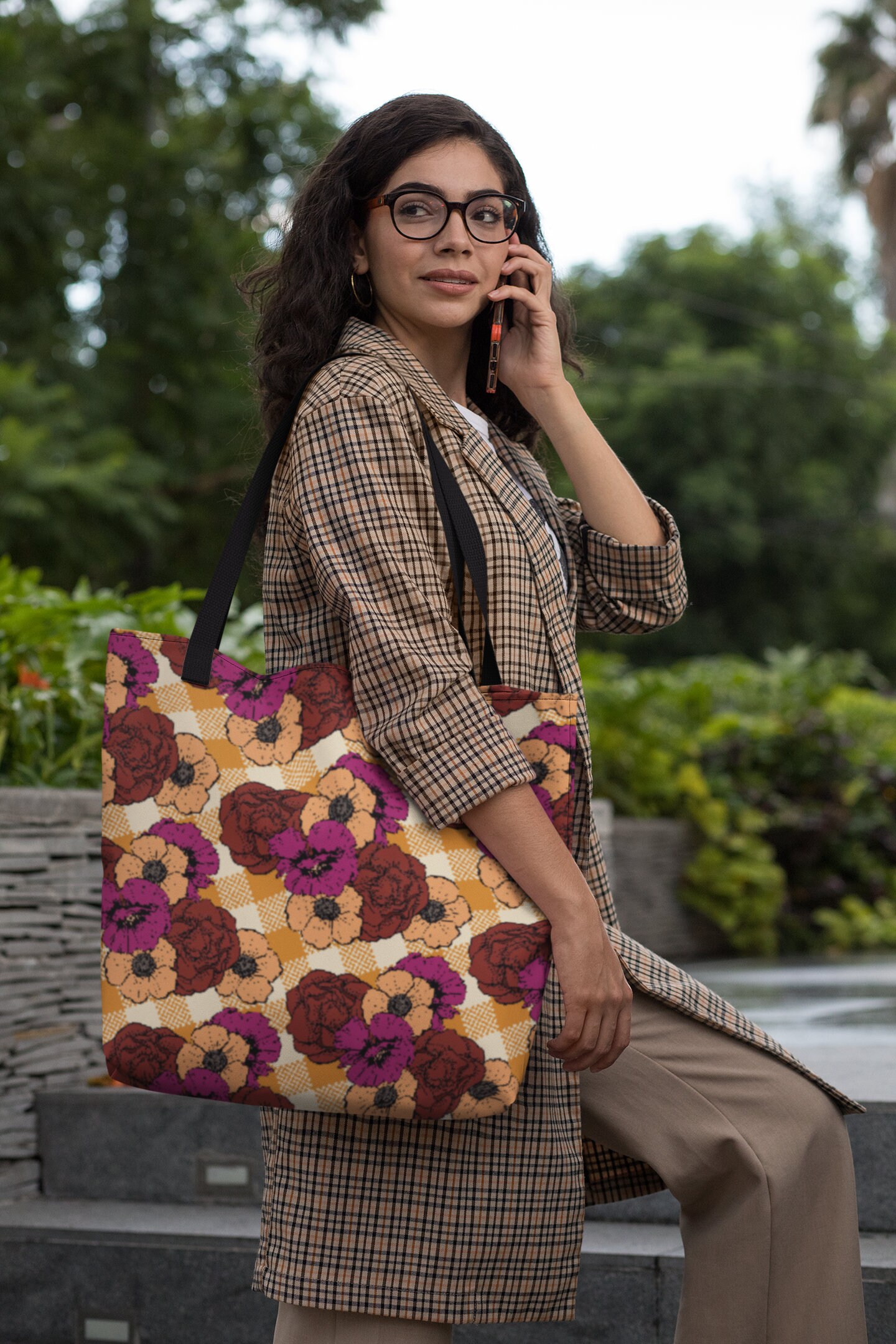 Poppy Print Tote Bag | Forestcore Floral Tote Bag | 70s Poppy Print Tote Bag | Forestcore Floral Tote Bag | 70s