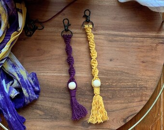 LSU / Saints / Macrame Keychain / Macrame Accessory / Macrame / Louisiana