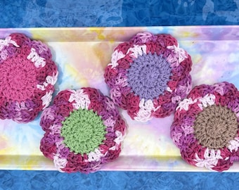 Flower Coaster set, Crochet coaster, Crochet, Coaster
