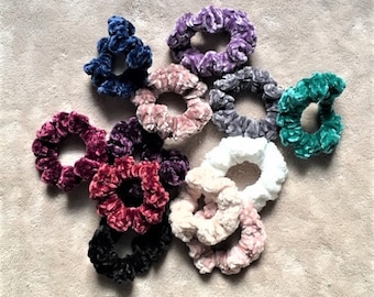 Scrunchies, Hair Tie, Ponytail holder, Velvet, Crochet